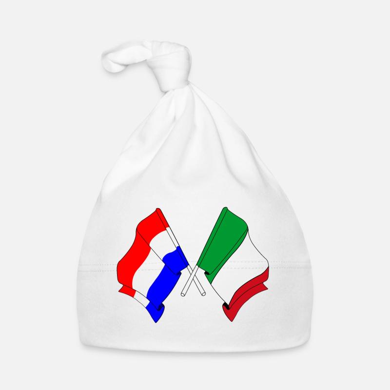 Drapeau des Pays-Bas et drapeau de l’Italie Bonnet bio Bébé