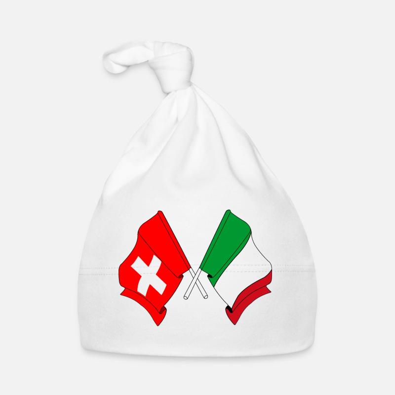 Drapeau de la Suisse et drapeau de l’Italie Bonnet bio Bébé