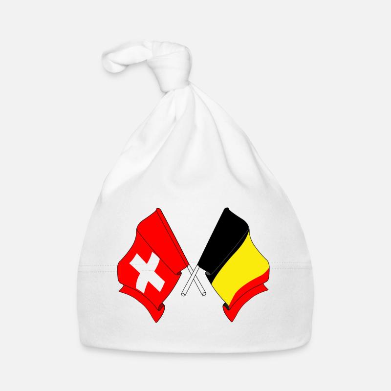 Drapeau de la Suisse et drapeau de la Belgique Bonnet bio Bébé