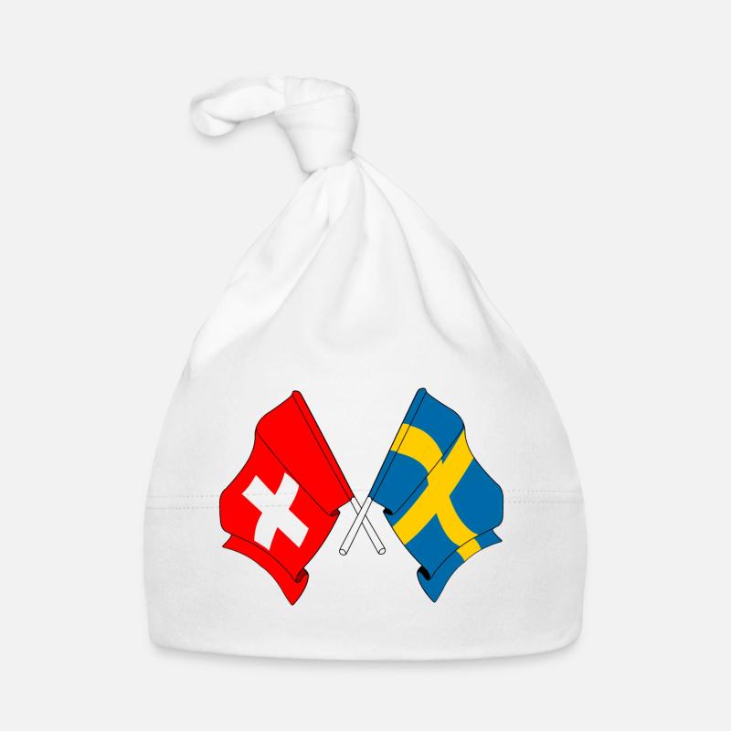 Drapeau de la Suisse et drapeau de la Suède Bonnet bio Bébé