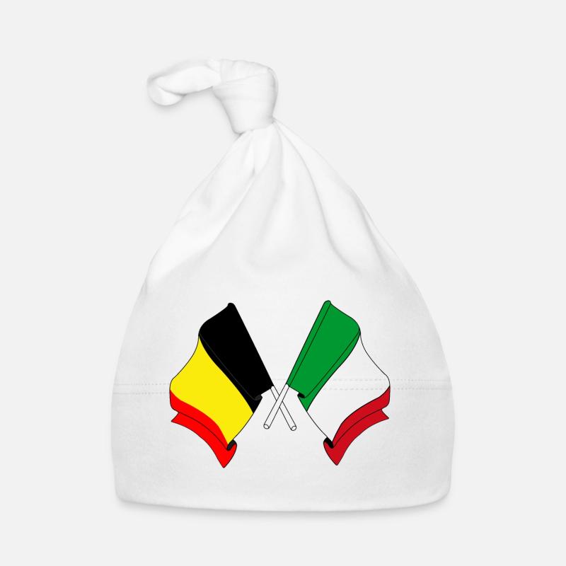 Drapeau Belgique, drapeau Italie Bonnet bio Bébé