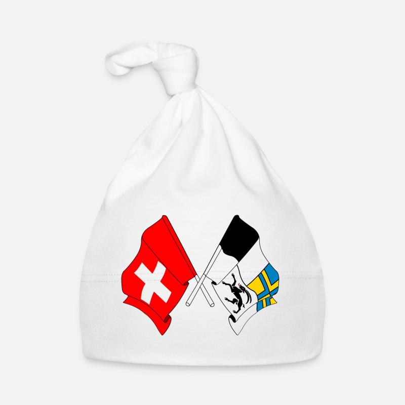 Drapeau de la Suisse et drapeau des Grisons Bonnet bio Bébé