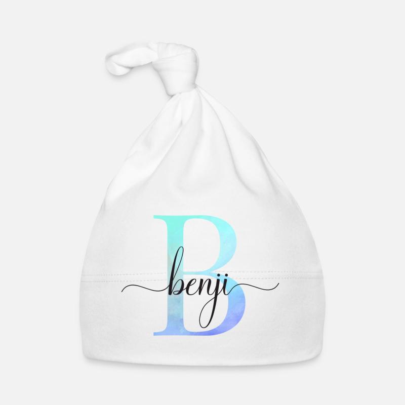 B| Monogramme | Nom | Benji | Aquarelle Bonnet bio Bébé