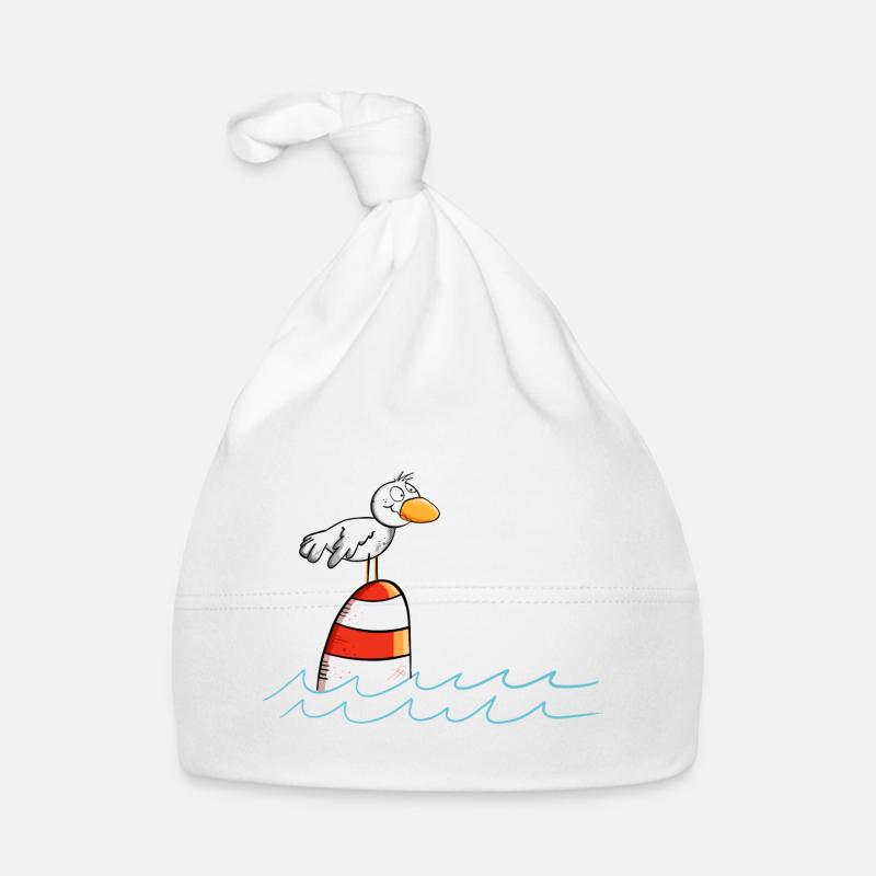 Drollige Möwe Will Meer - Baby Bio-Mütze - Weiß