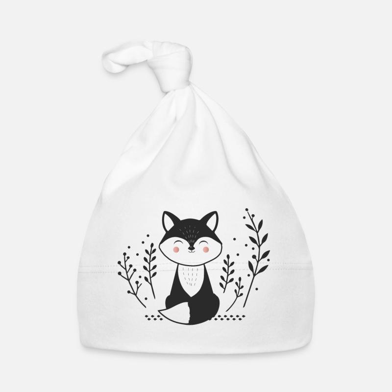 Renard souriant – Illustration minimaliste Bonnet bio Bébé