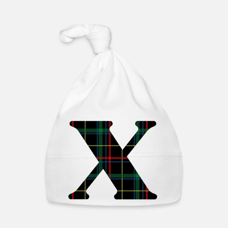 Monogram x Scottish tartan Organic Baby Cap