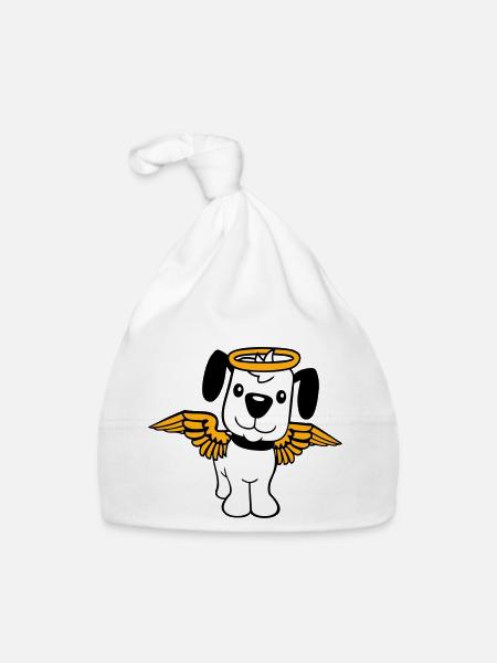 Dog Angel Halo Wings Heaven Angel - Organic Baby Cap - white - Front