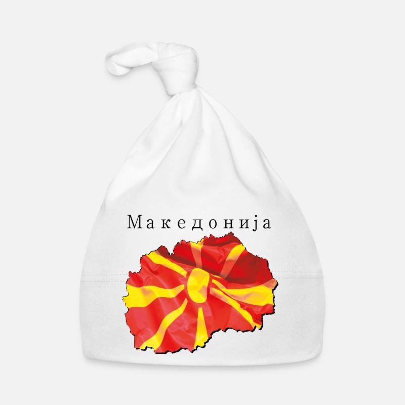 Drapeau de la Macédoine sur la carte de la Macédoine MK Bonnet bio Bébé