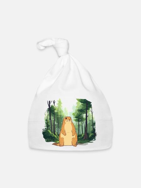 Starke Murmeltier-Naturlandschaft - Baby Bio-Mütze - Weiß - Vorne