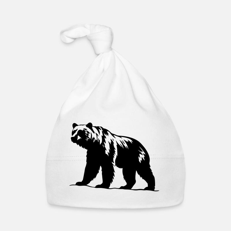Bear Silhouette Vector Art Organic Baby Cap