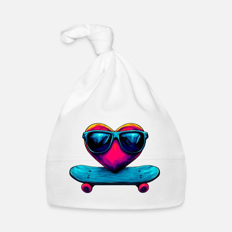 Skateboarder Herz Baby Bio-Mütze