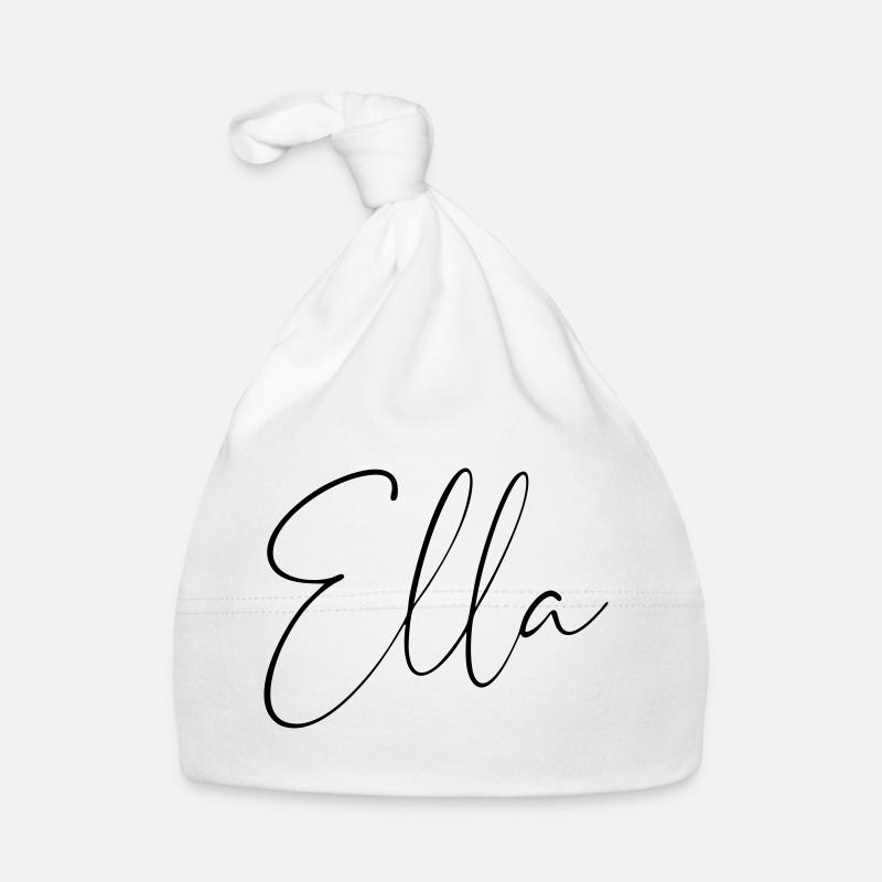Ella / Handwriting Personalized Design - Organic Baby Cap - white