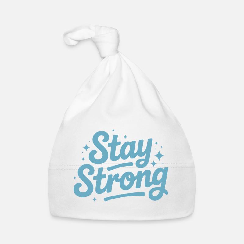 Stay Strong Script with Stars Organic Baby Cap