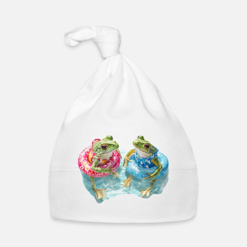 Two frogs in the swimming ring Organic Baby Cap