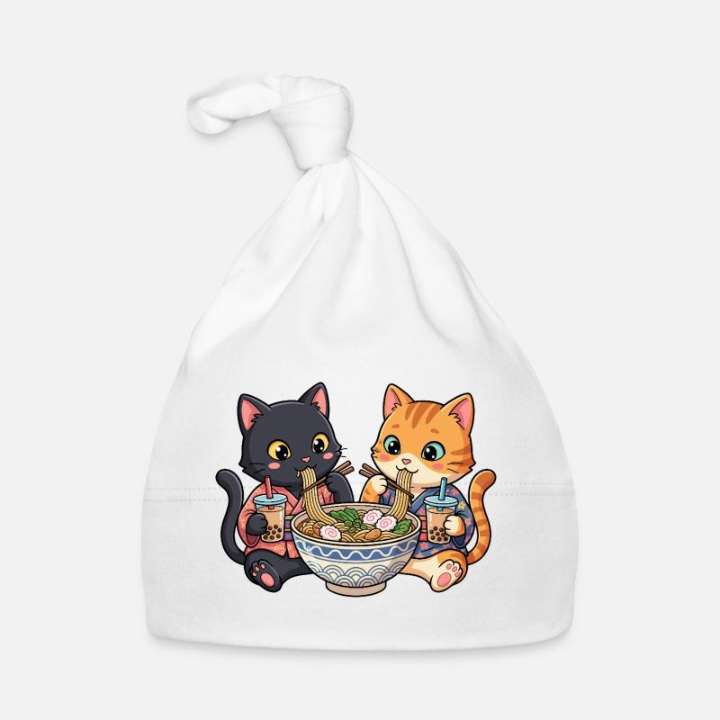Cats Ramen Bubble Tea - Baby Bio-Mütze - Weiß