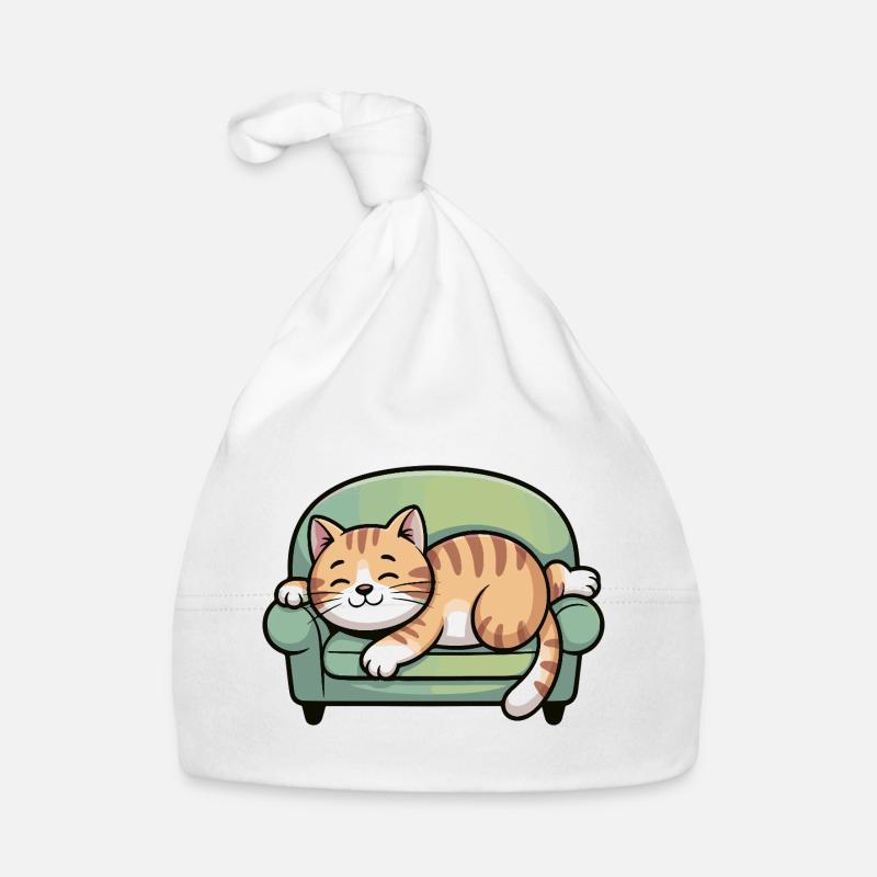Sleeping cat on sofa Organic Baby Cap