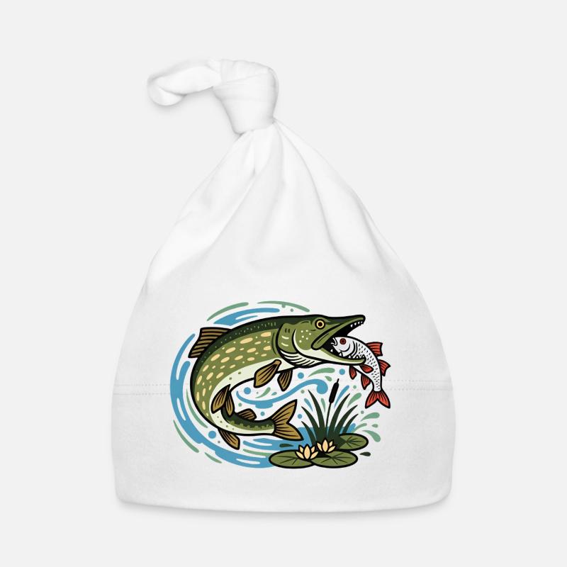 Pike catches roach Organic Baby Cap