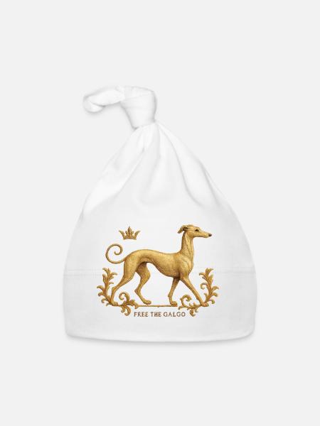 Free the Galgo - Embroidery Nr01 - Organic Baby Cap - white - Front