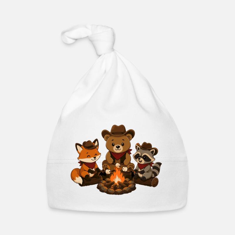 Camping Tiere am Lagerfeuer mit Marshmallows  Baby Bio-Mütze