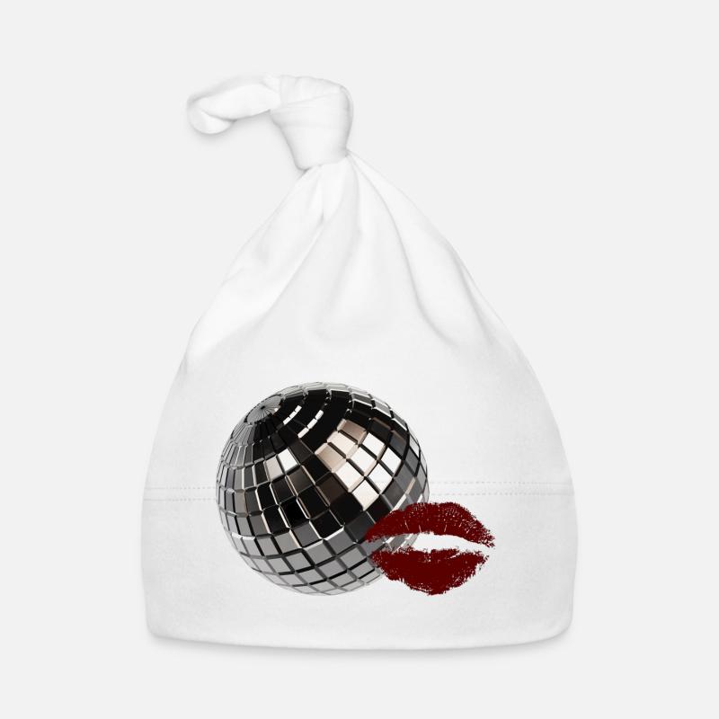 Retro-Discokugel mit Red Lips Y2K-Party-Ästhetik Baby Bio-Mütze