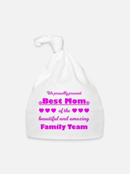 Meilleure équipe de maman – Family Joy Pink - Bonnet bio Bébé - blanc - Devant