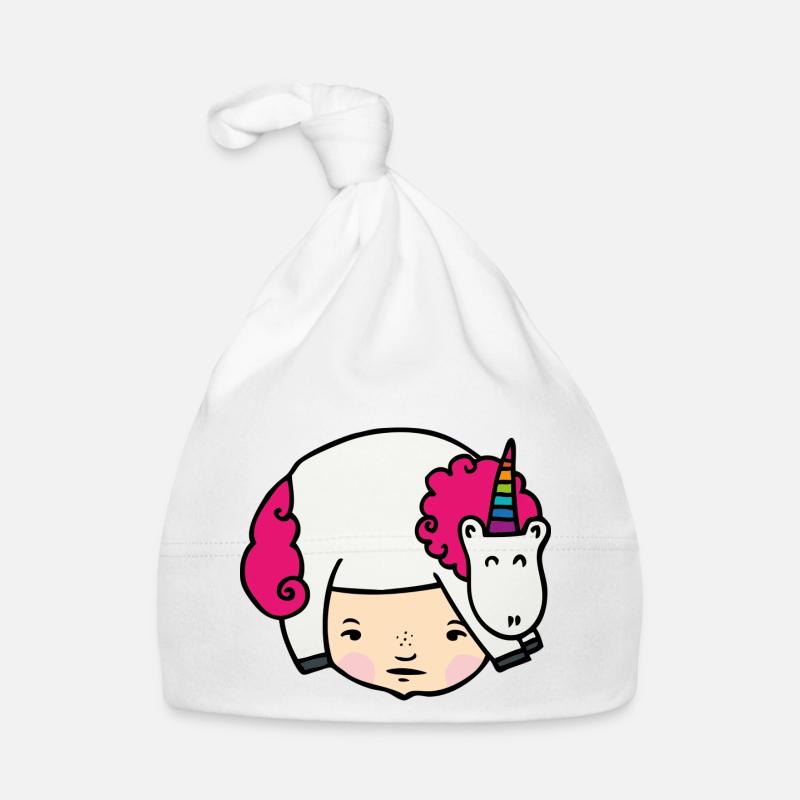 amour licorne - Bonnet bio Bébé - blanc