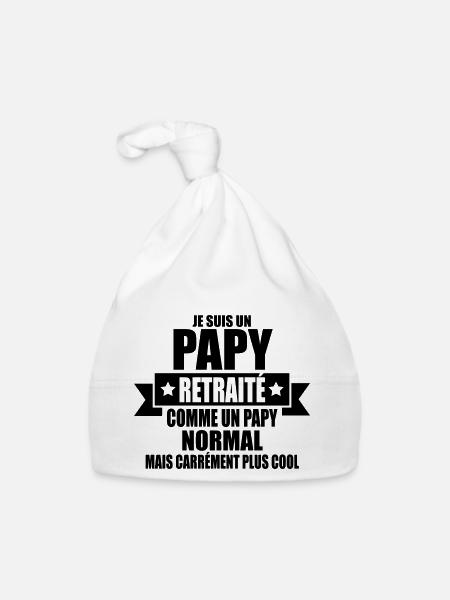 je suis un papy retraité - Bonnet bio Bébé - blanc - Devant