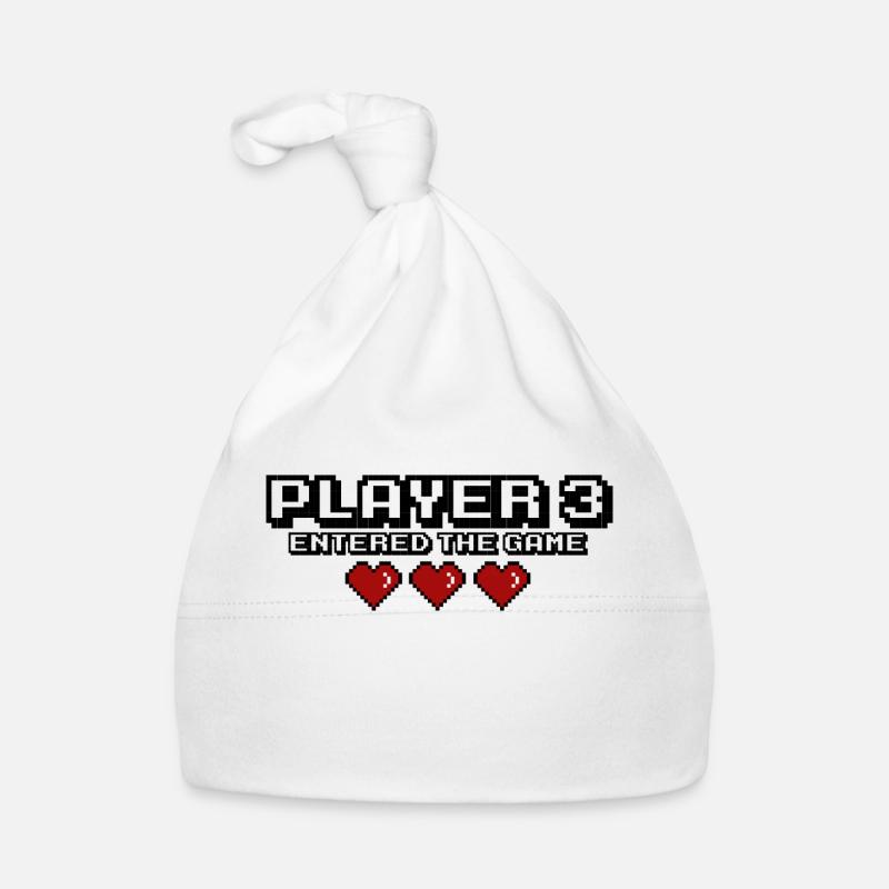 Le joueur 3 est entré dans le jeu - 3 coeurs - Bonnet bio Bébé - blanc
