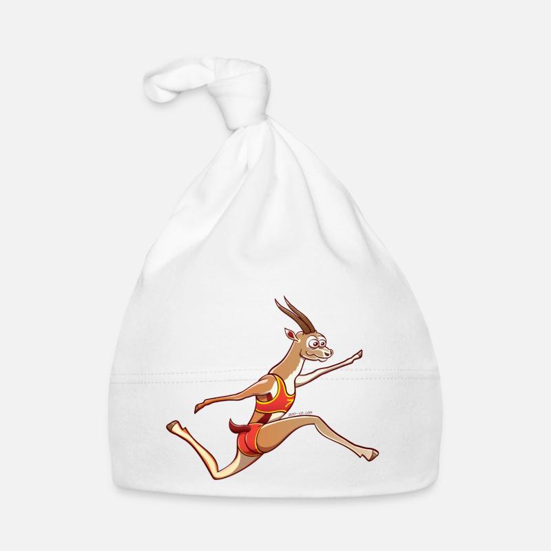Slender Gazelle Performing a Long Jump - Bonnet bio Bébé - blanc