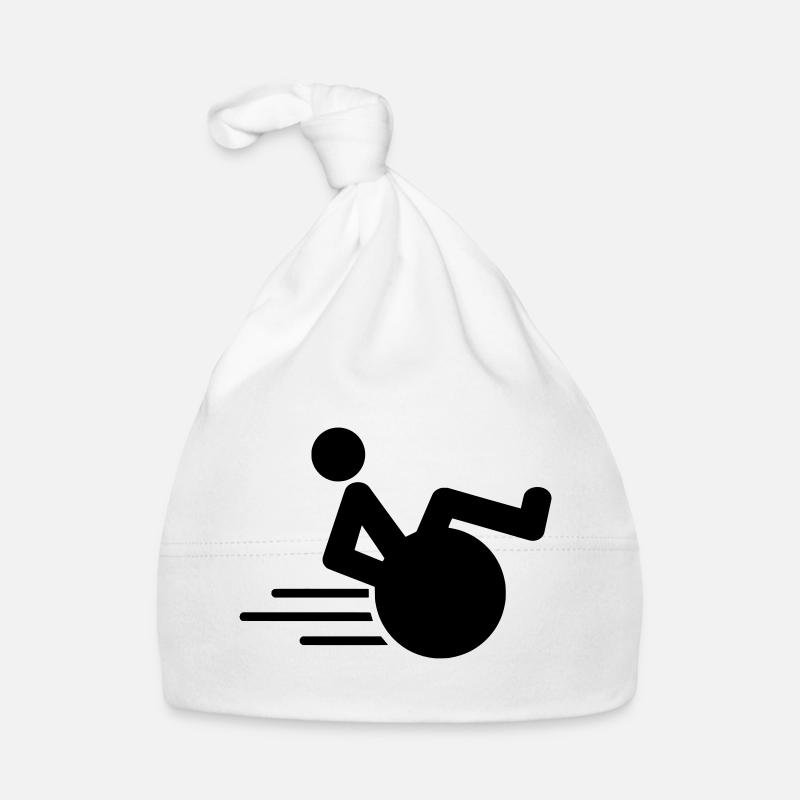 Utilisateur de fauteuil roulant faisant un wheelie Rouleau rapide # Bonnet bio Bébé