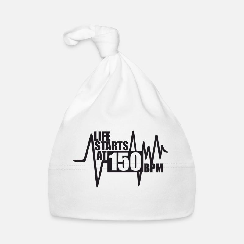 Das Leben beginnt bei 150 BPM - Baby Bio-Mütze - Weiß