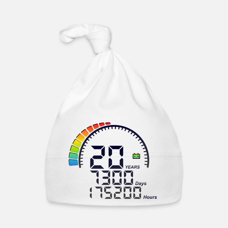 20 Years Zähler Jubiläum days hours Baby Bio-Mütze