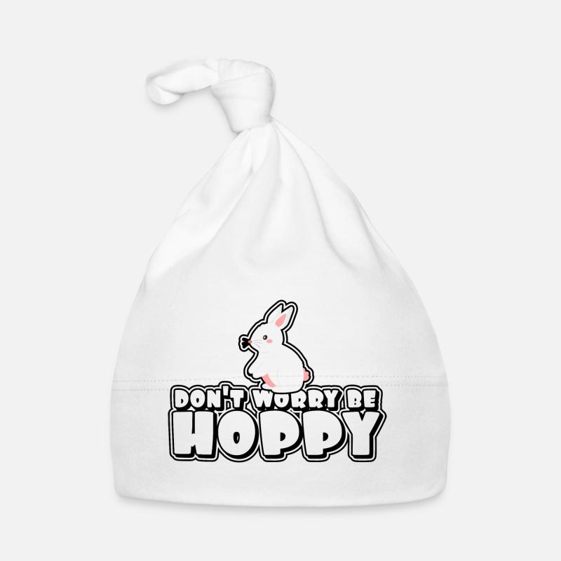 Ne t’inquiète pas, sois hoppelige - Pâques - Bonnet bio Bébé - blanc
