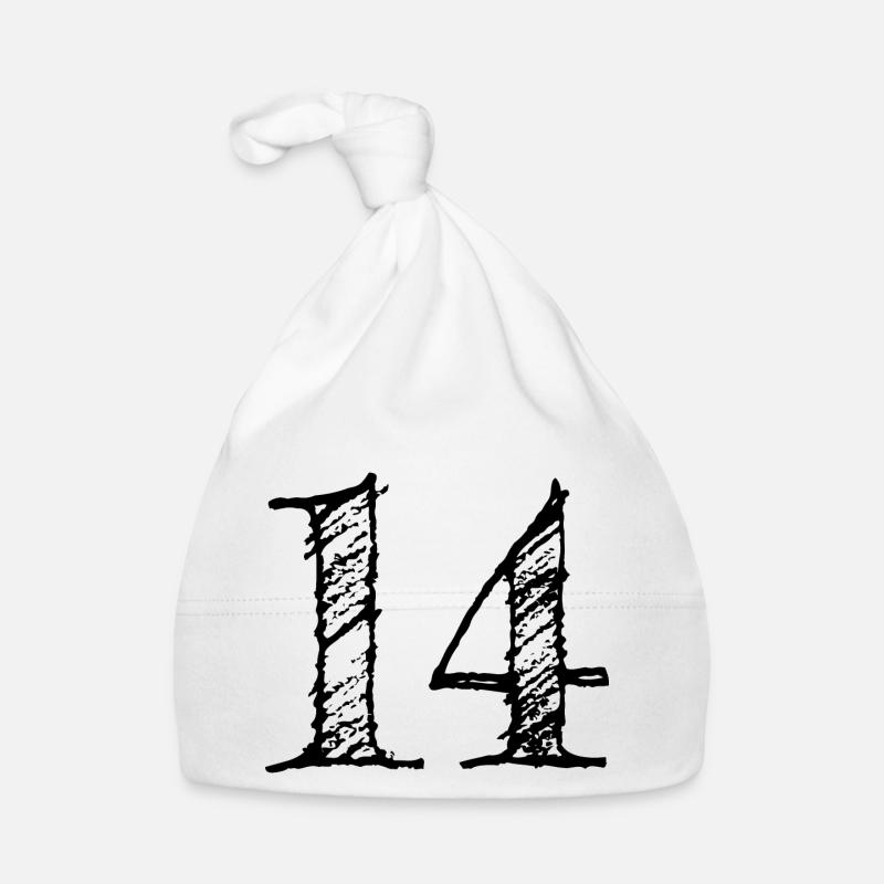 Chiffre 14 quatorze - Numéro 14 (hand-drawn) Bonnet bio Bébé