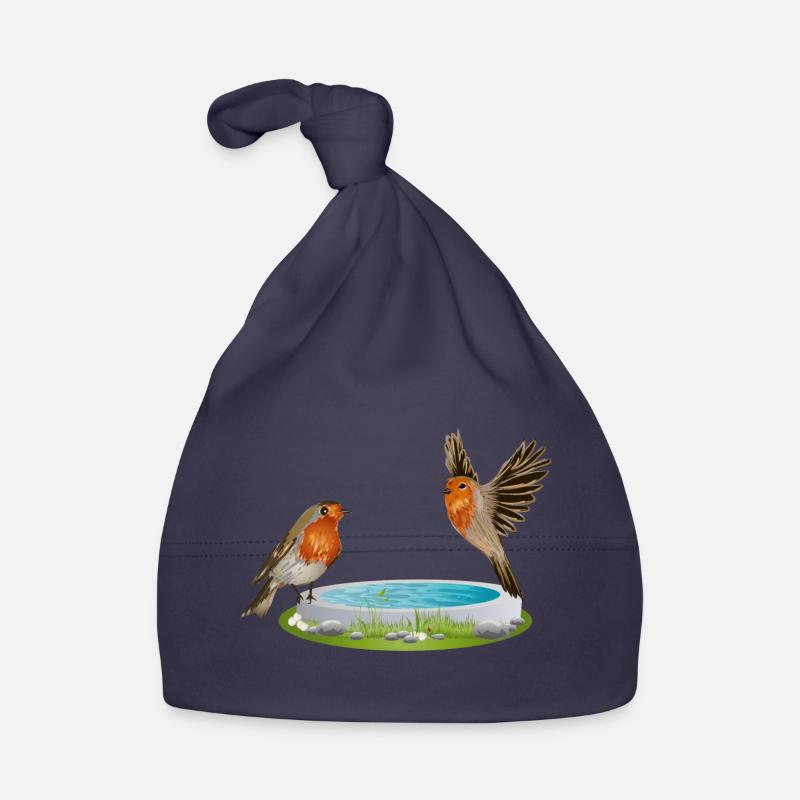 Bird potions with two fun robins Organic Baby Cap