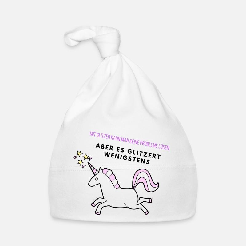 Glitzer Einhorn - Baby Bio-Mütze - Weiß