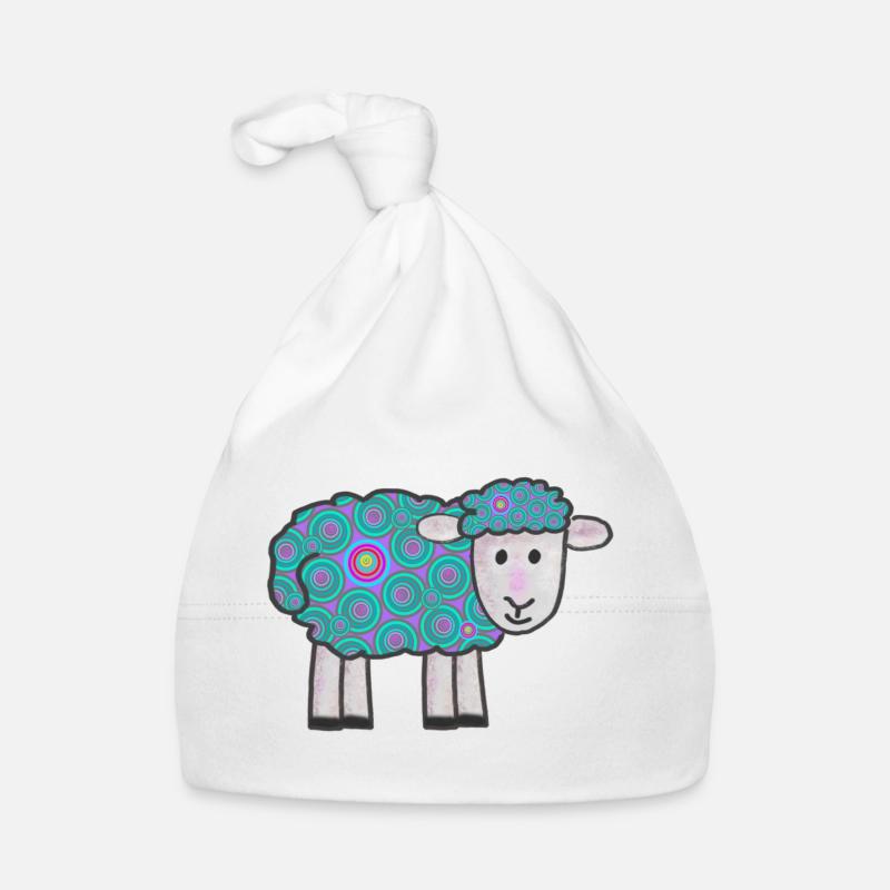 Spiral Sheep Pattern - Organic Baby Cap - white