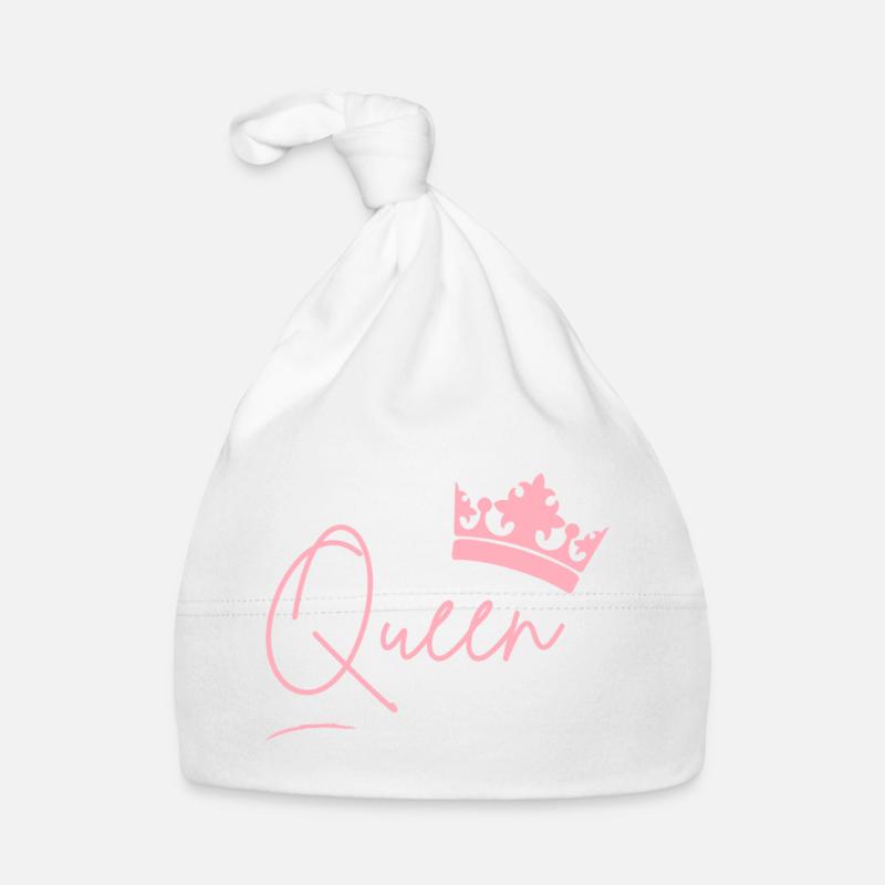 Lettrage Queen avec couronne – Pink Power - Bonnet bio Bébé - blanc