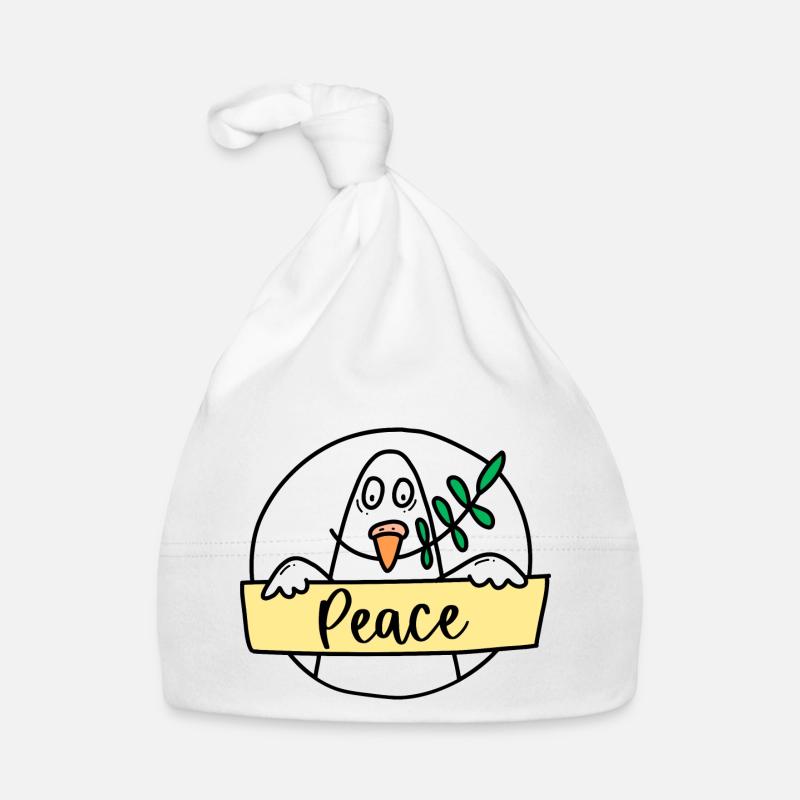 Colombe de la paix « Paix » - Bonnet bio Bébé - blanc