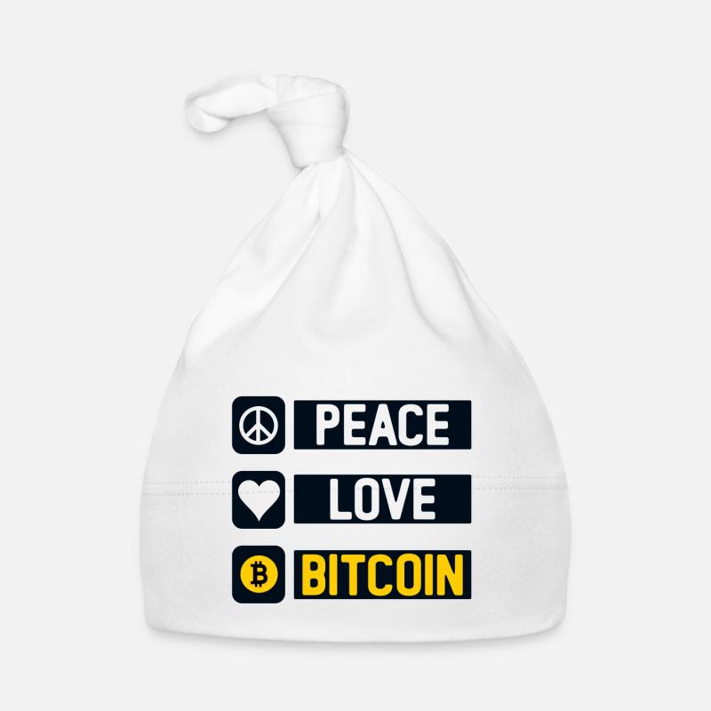 Peace Love Bitcoin - Bonnet bio Bébé - blanc