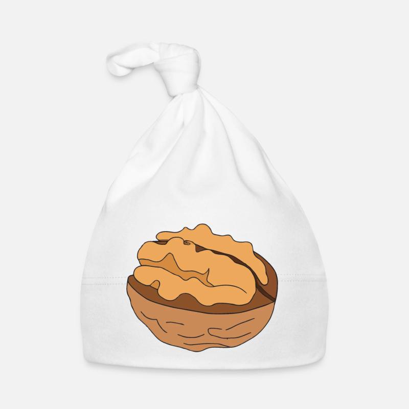 Illustration de noix Idée cadeau Amateurs de noix - Bonnet bio Bébé - blanc