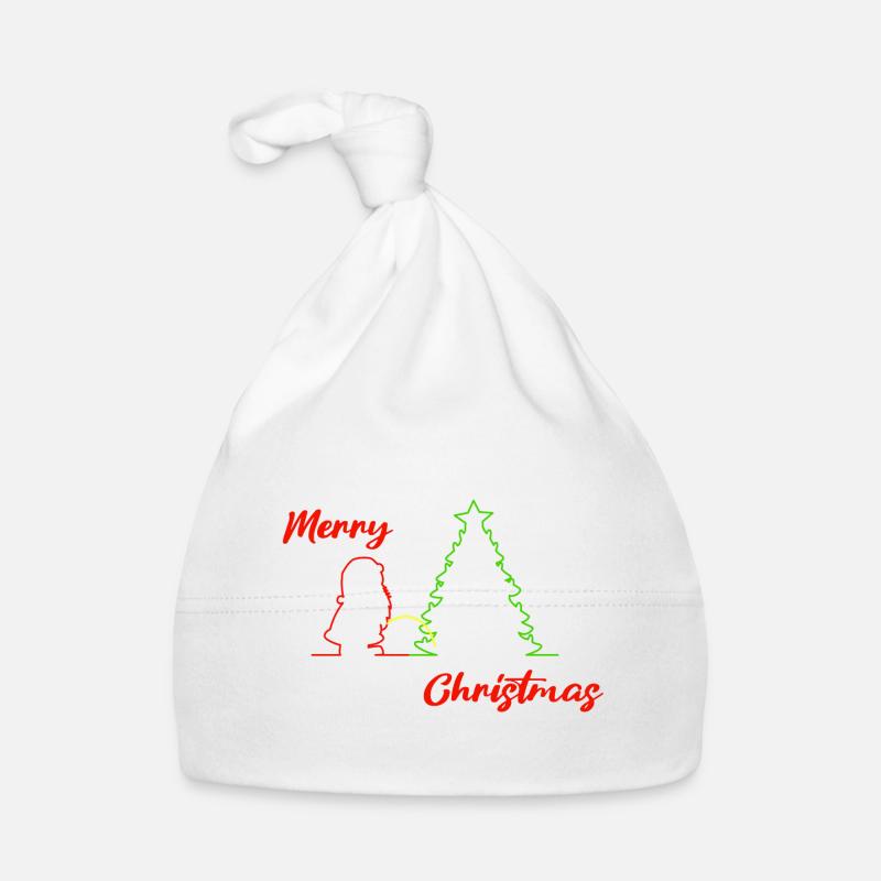 Père Noël , Joyeux Noël, Noël, coloré - Bonnet bio Bébé - blanc