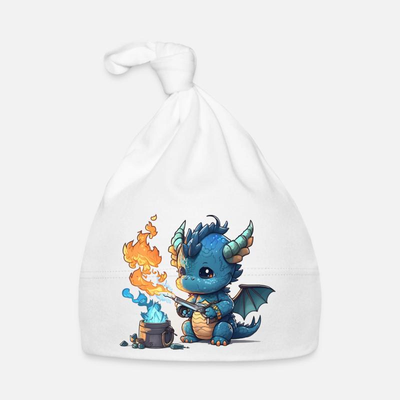 Blauber Baby Drache spielt mit Feuer und Eis! Baby Bio-Mütze