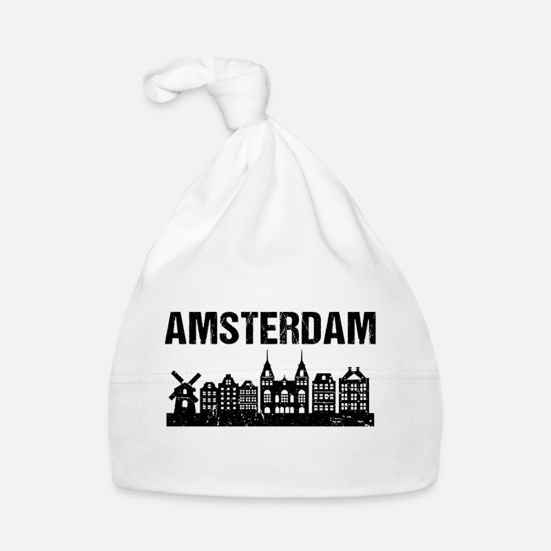 Amsterdam Skyline City Organic Baby Cap
