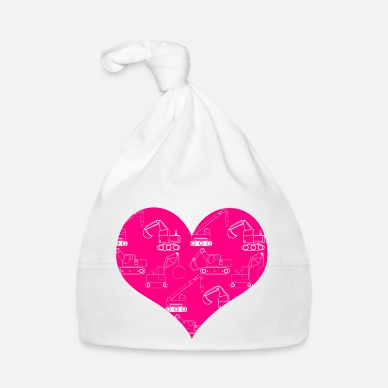 Bagger Baustelle Bauarbeiterin Mädchen I Geschenk Baby Bio-Mütze