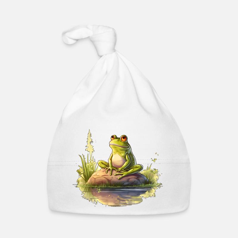 Frog dreaming in the evening sun Organic Baby Cap