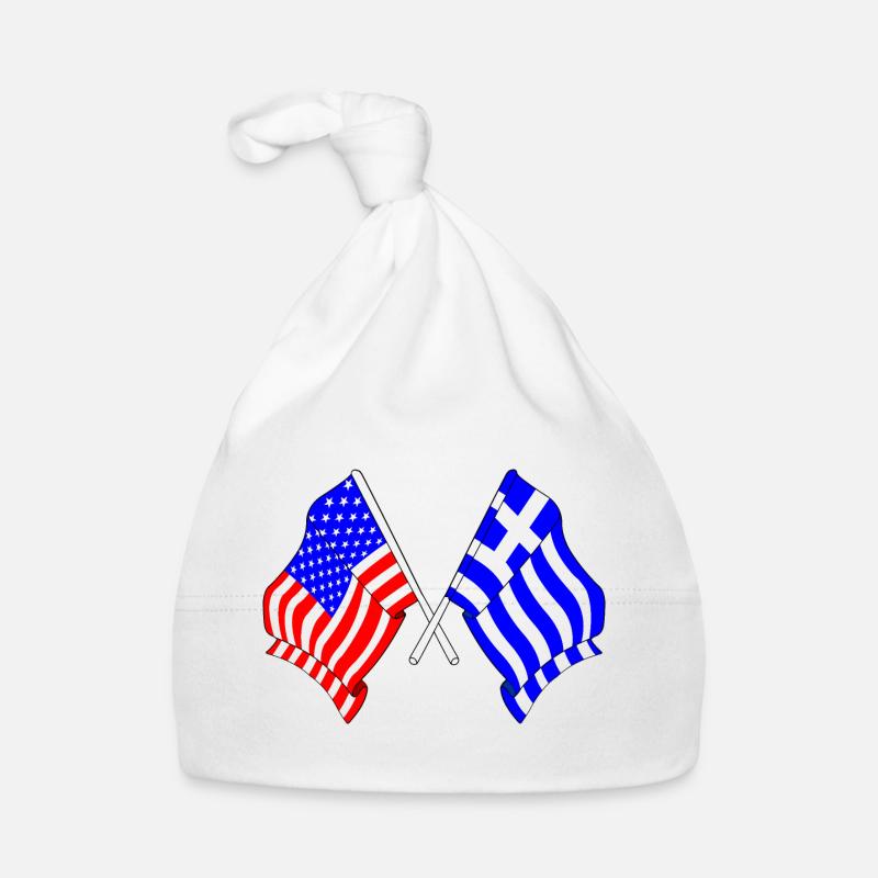 Drapeau des États-Unis et drapeau de la Grèce Bonnet bio Bébé