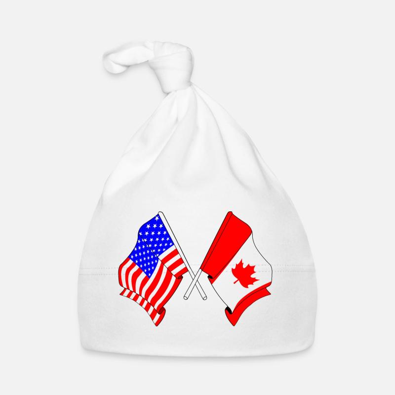 Drapeau des États-Unis et drapeau du Canada Bonnet bio Bébé
