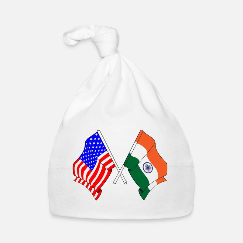Drapeau des États-Unis et drapeau de l’Inde Bonnet bio Bébé