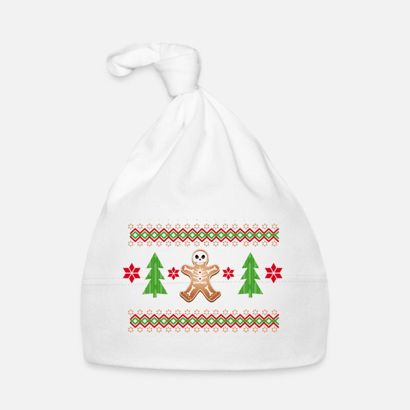 Gingerbread Man Sugar Skull Pattern for Christmas Organic Baby Cap